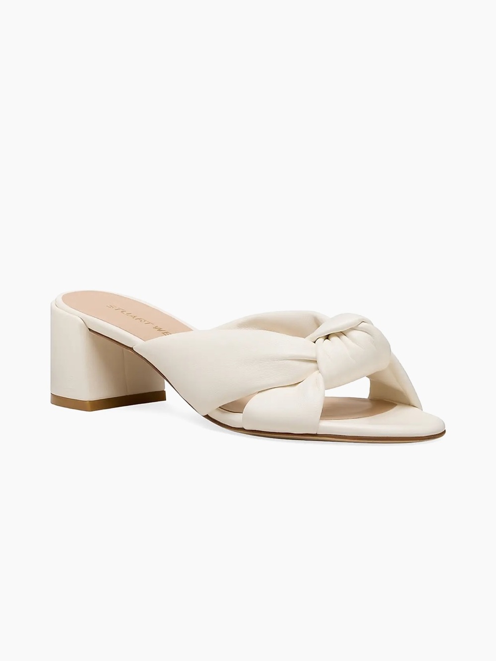 White Stuart Weitzman block sandals